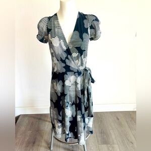 Navy Floral Wrap Dress